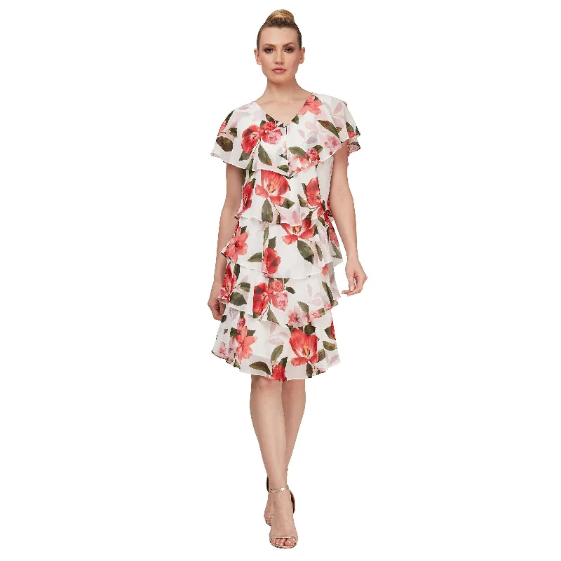 SL Fashions 9171698 Short Print Cocktail Dress