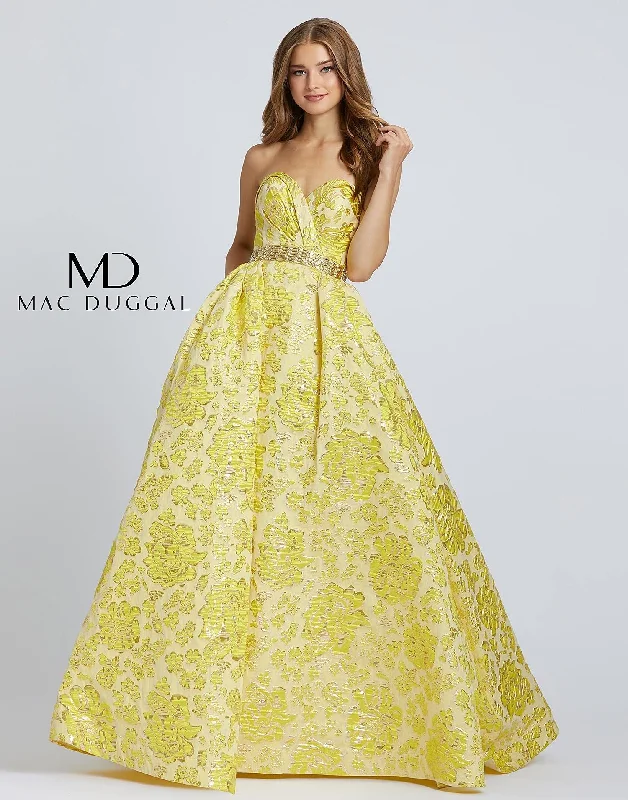 Mac Duggal 66719 Prom Long Floral Metallic Ballgown