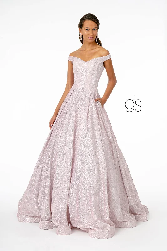 Cut-Away Shoulder Prom Dress Ball Gown