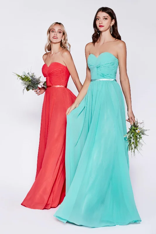 Cinderella Divine CD7455 Long Strapless Sweetheart Bridesmaids Prom Dress