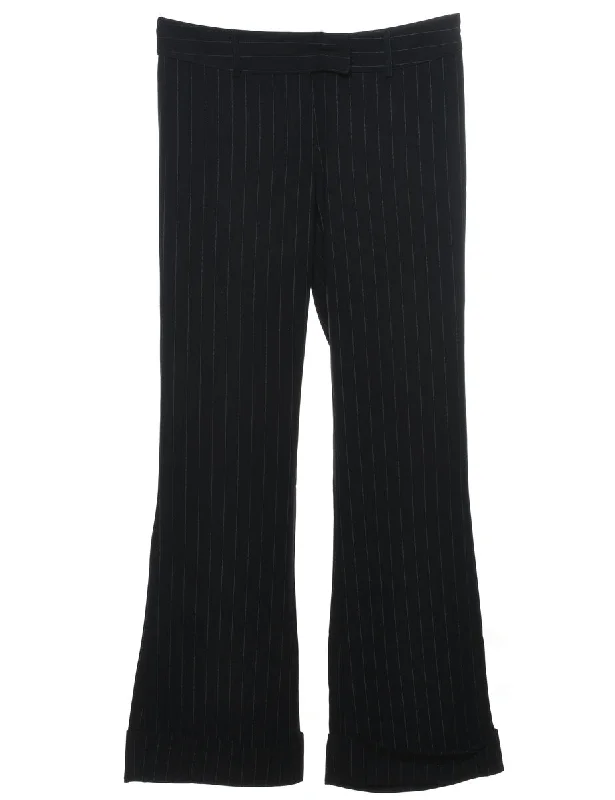 Black Striped Flared Trousers - W30 L32