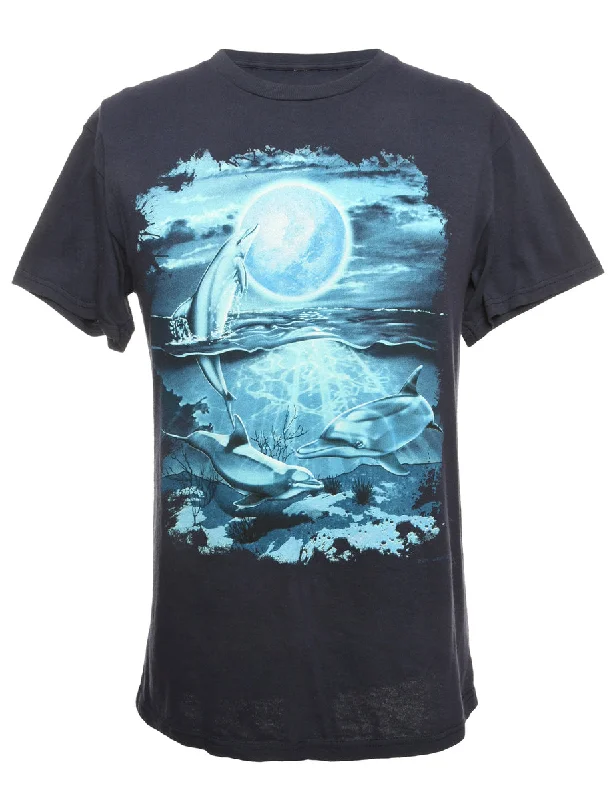 Blue Animal Printed T-shirt - S