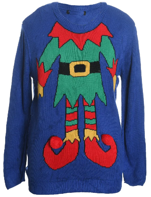 Blue Christmas Jumper - L