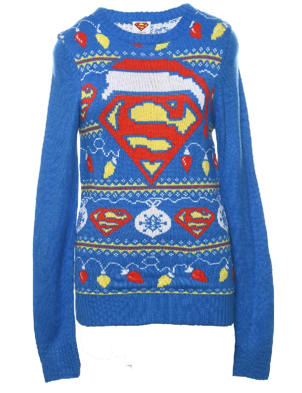 Blue Christmas Jumper - M