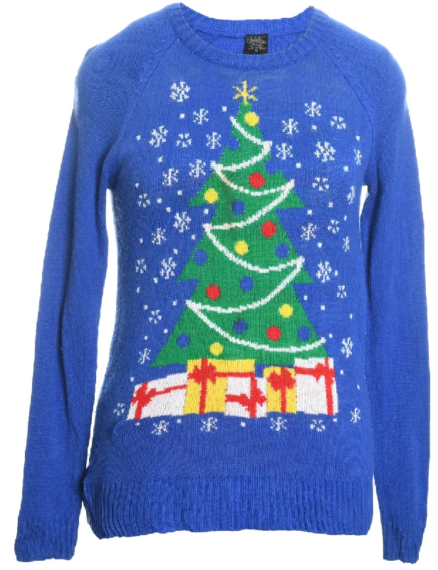 Blue Christmas Knit Jumper - S