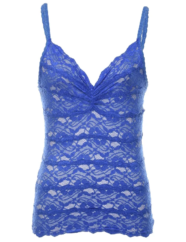 Blue Lace Camisole Top - M