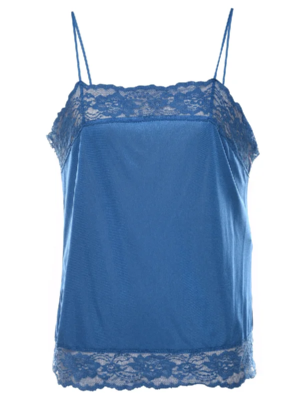 Blue Lace Trim Camisole  - S