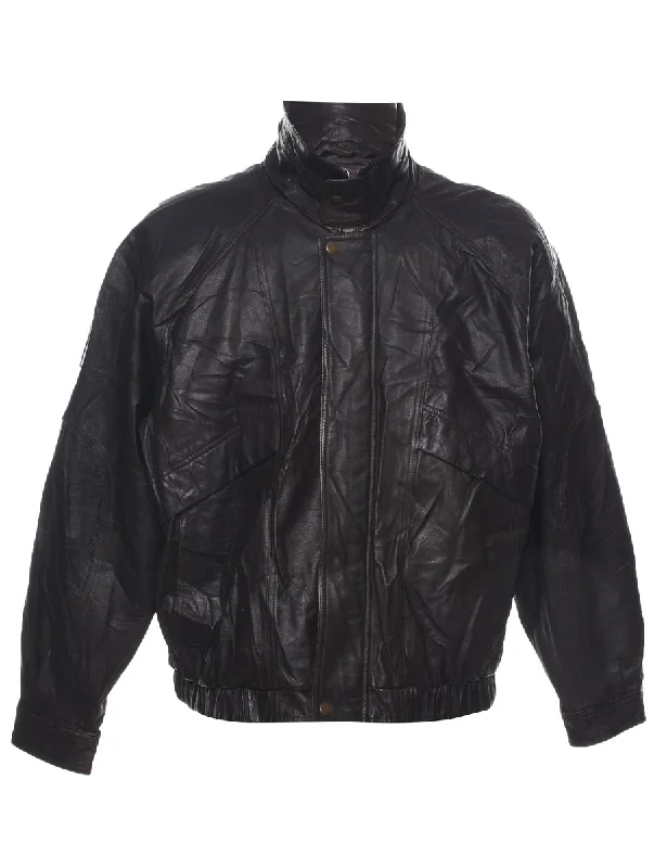 Dark Brown Leather Jacket - L