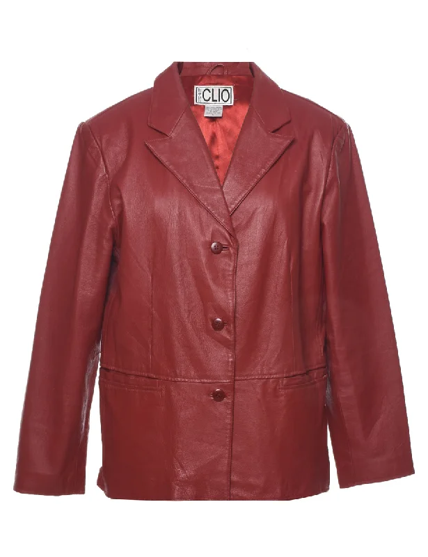 Red Leather Jacket - L