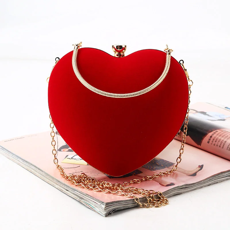 Red Suede Love Evening Bag