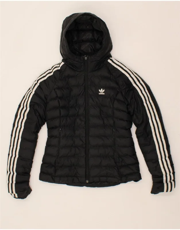 ADIDAS Womens Hooded Padded Jacket UK 10 Small  Black Polyester