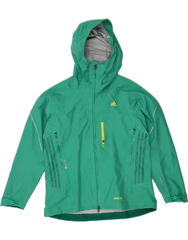 ADIDAS Womens Hooded Rain Jacket UK 20 2XL Green Polyamide