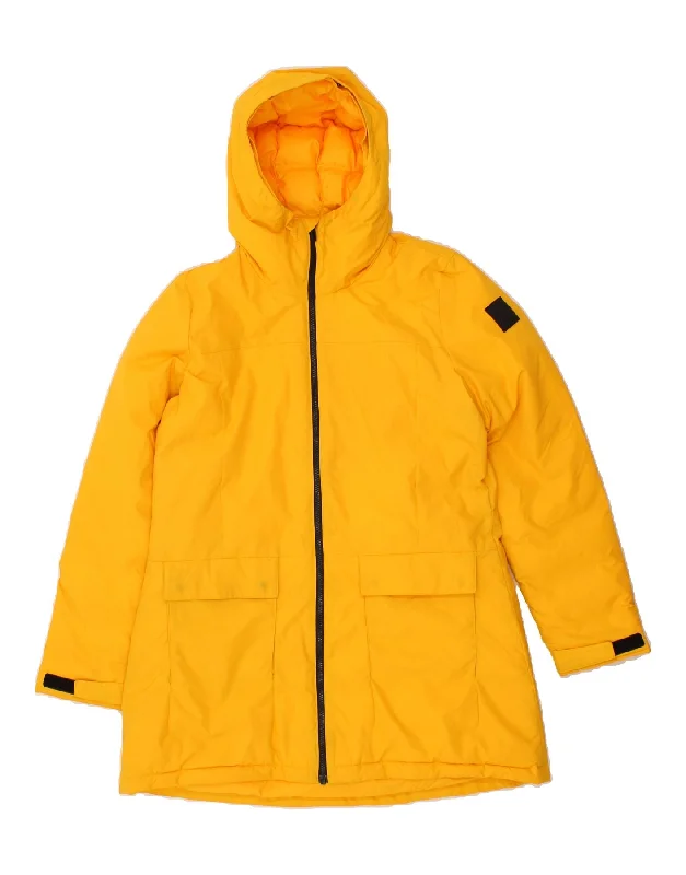 ADIDAS Womens Hooded Windbreaker Coat UK 16/18 Large Yellow Polyester