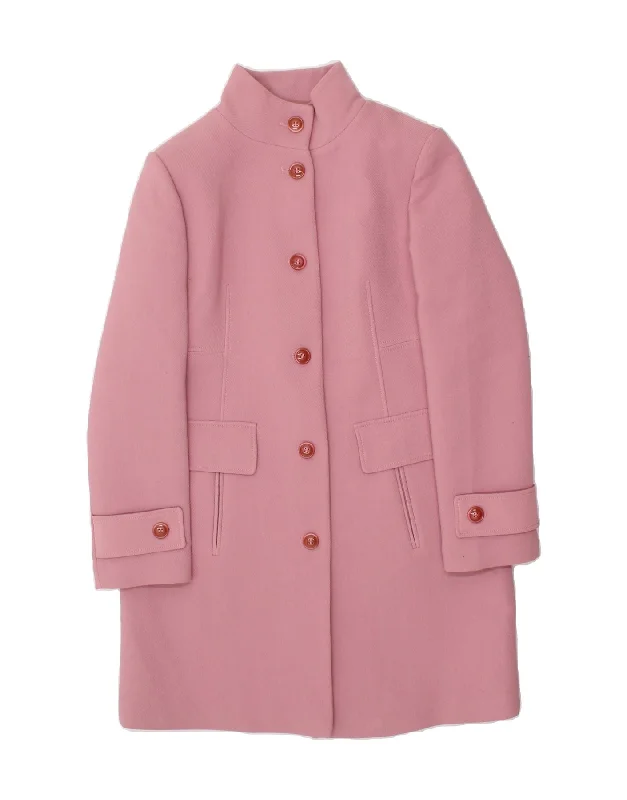 BENETTON Womens Overcoat UK 12 Medium Pink Polyester