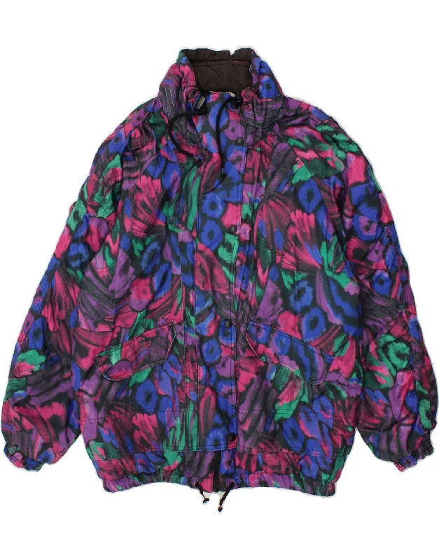 BRUGI Womens Abstract Pattern Windbreaker Jacket UK 20 2XL Multicoloured