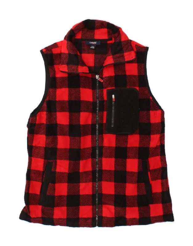 CHAPS Womens Fleece Gilet UK 16 Large Red Gingham Polyester