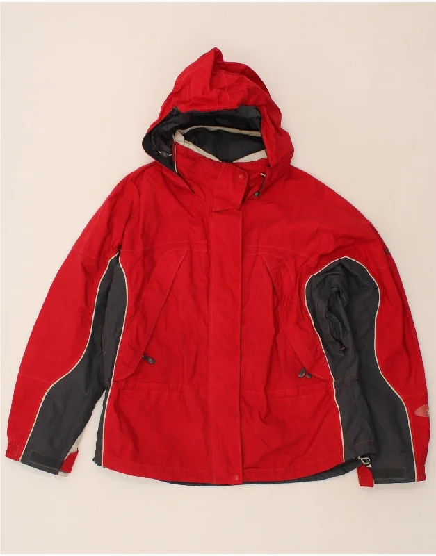 COLUMBIA Womens Hooded Rain Jacket UK 18 XL Red Colourblock Nylon