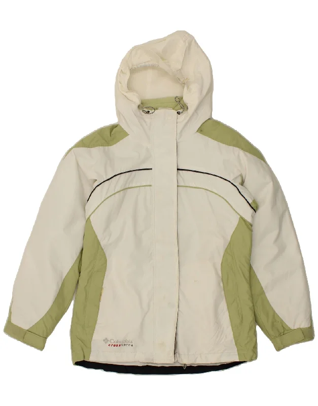 COLUMBIA Womens Hooded Windbreaker Jacket UK 10 Small White Colourblock