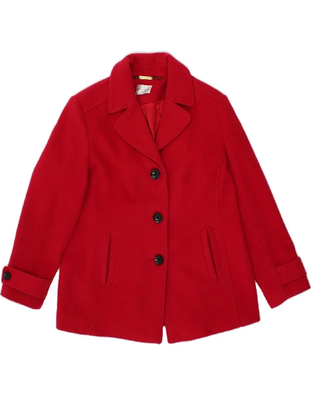 EASTEX Womens Overcoat UK 12 Medium Red Wool