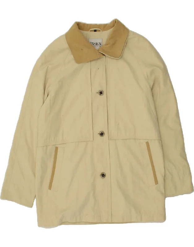 ENSIGN Womens Overcoat UK 14 Large  Beige Polyester