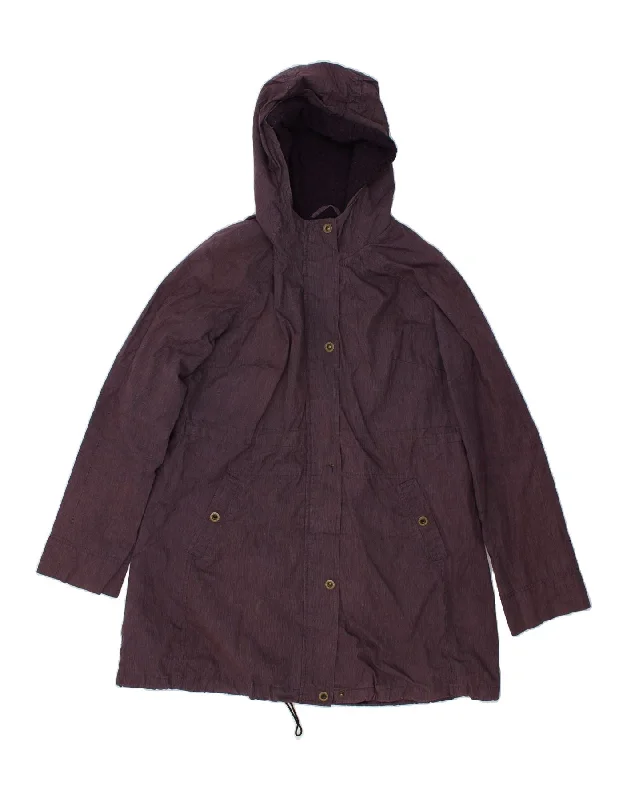 FAT FACE Womens Hooded Overcoat UK 14 Medium Purple Pinstripe