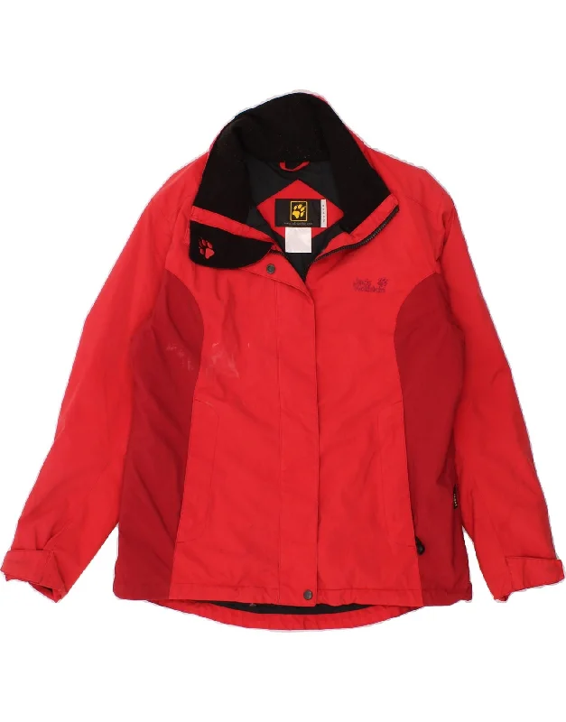 JACK WOLFSKIN Womens Windbreaker Jacket UK 14 Medium Red Colourblock