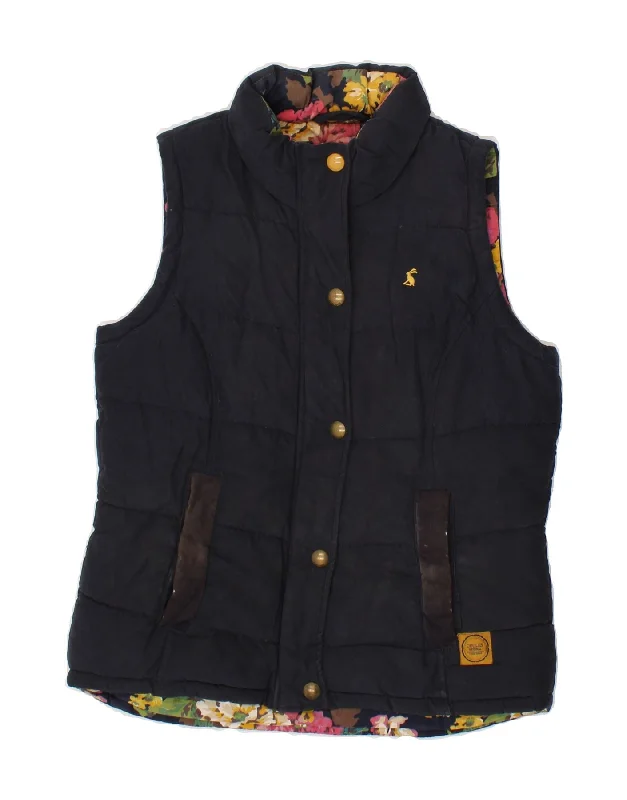 JOULES Womens Padded Gilet UK 10 Small Navy Blue Polyester