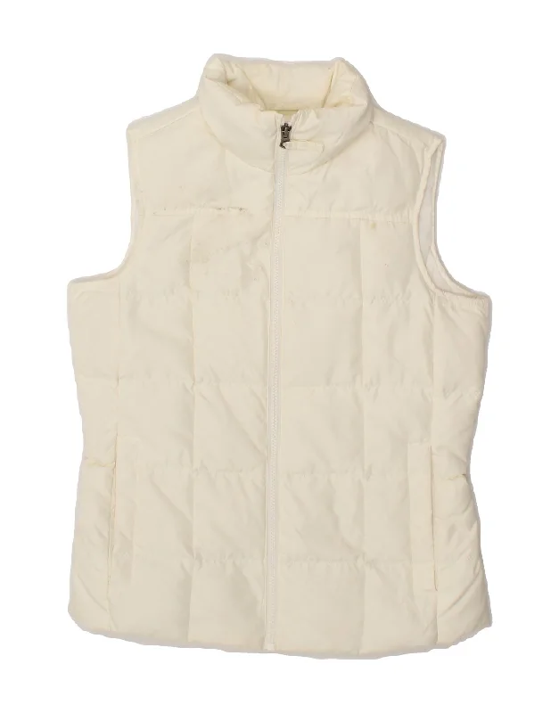 LANDS END Womens Padded Gilet UK 6 XS Off White Polyester