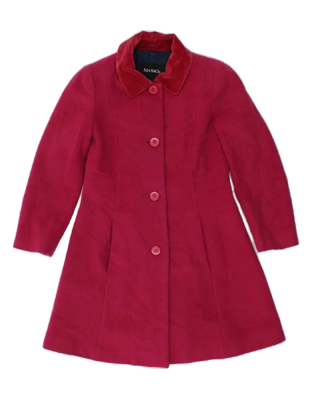 MAX & CO. Womens Overcoat UK 12 Medium  Pink Wool