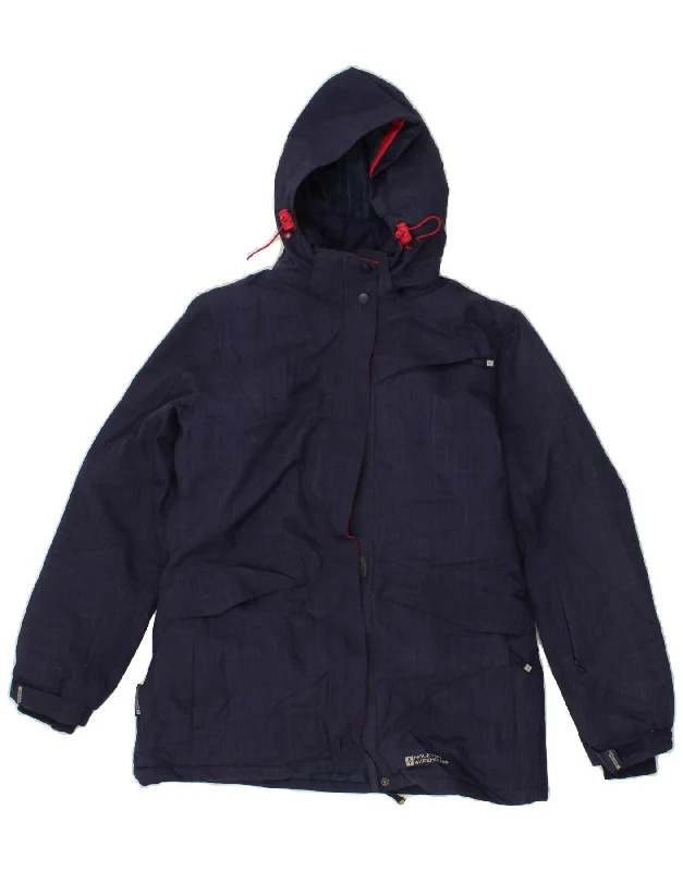 MOUNTAIN WAREHOUSE Womens Hooded Rain Jacket UK 12 Medium Navy Blue