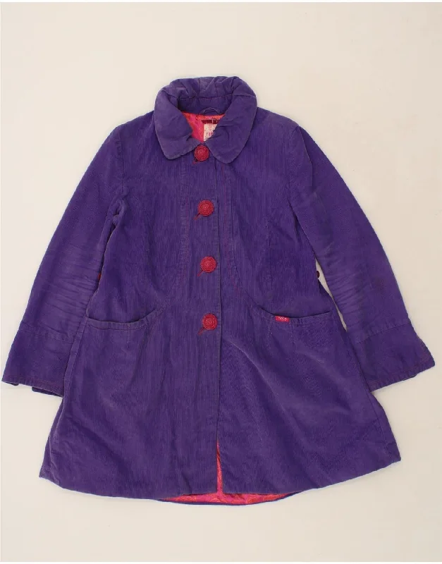 NESS Womens Corduroy Overcoat UK 10 Small  Purple Cotton