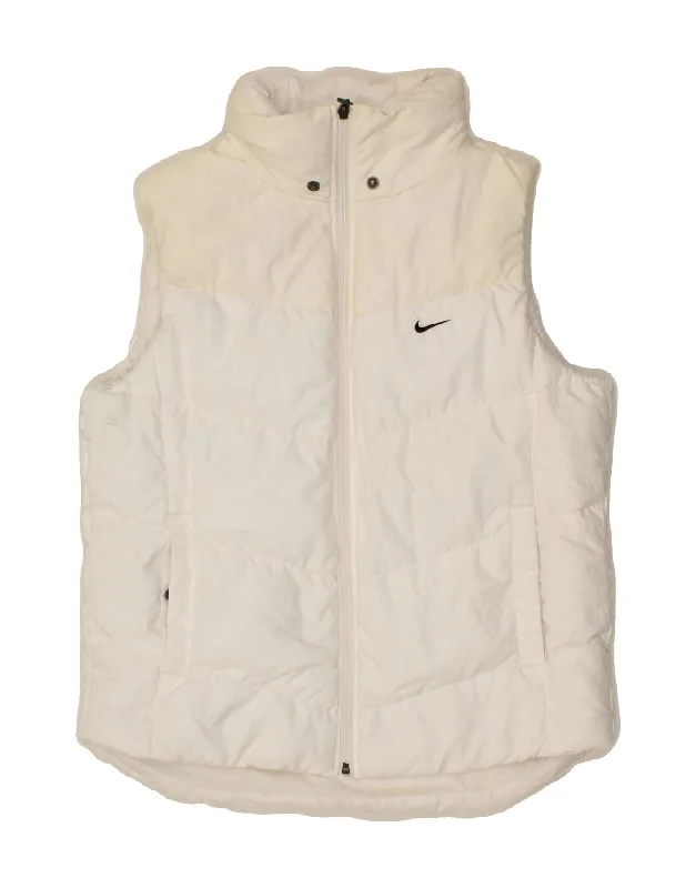 NIKE Womens Padded Gilet UK 14/16 Large White Colourblock Polyester