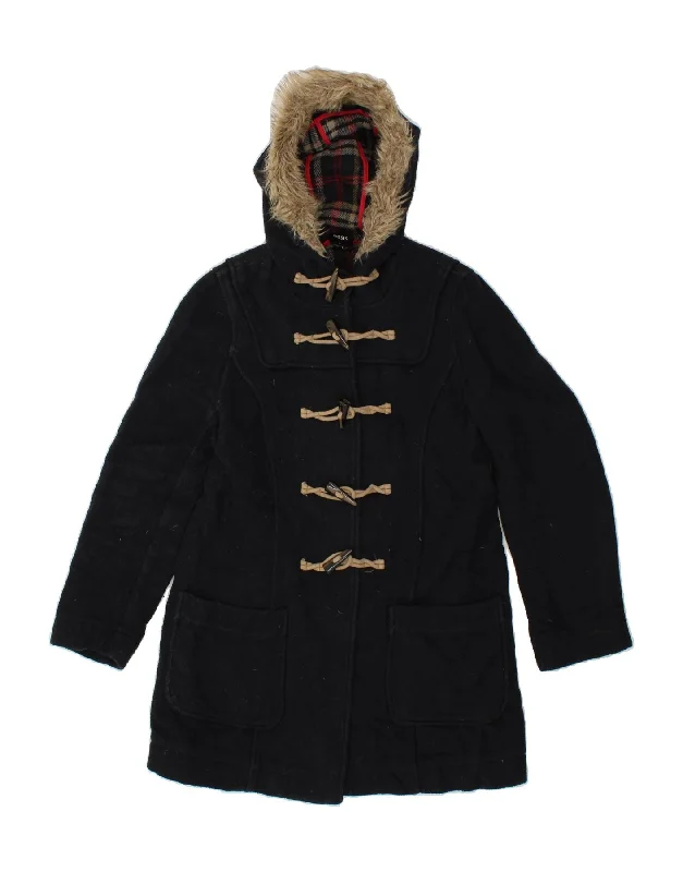 OASIS Womens Hooded Duffle Coat UK 10 Small Navy Blue