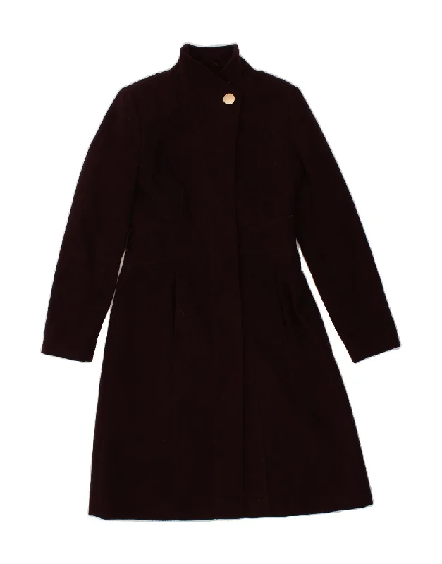 OASIS Womens Overcoat UK 6 XS Burgundy Viscose