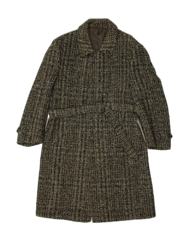 PRANDINA Womens Overcoat IT 54 2XL Grey Herringbone Wool