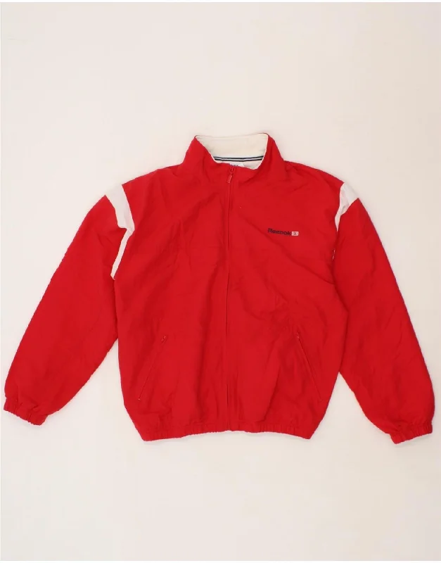 REEBOK Womens Windbreaker Jacket UK 14 Large  Red Colourblock Polyester