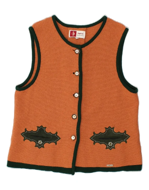 STEFFNER  COUNTRY Womens Gilet EU 40 Medium Orange Wool