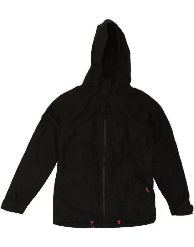 SUPERDRY Womens Hooded Windbreaker Jacket UK 10 Small Black Polyester