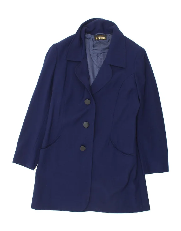 TESSUTO Womens Overcoat UK 12 Medium Blue