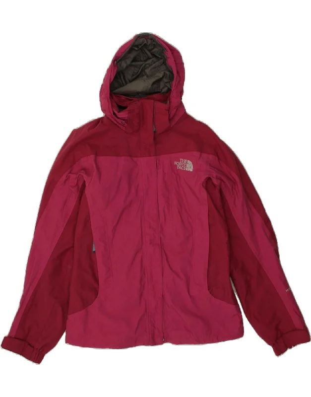 THE NORTH FACE Womens Hooded Rain Jacket UK 14 Medium Pink Colourblock