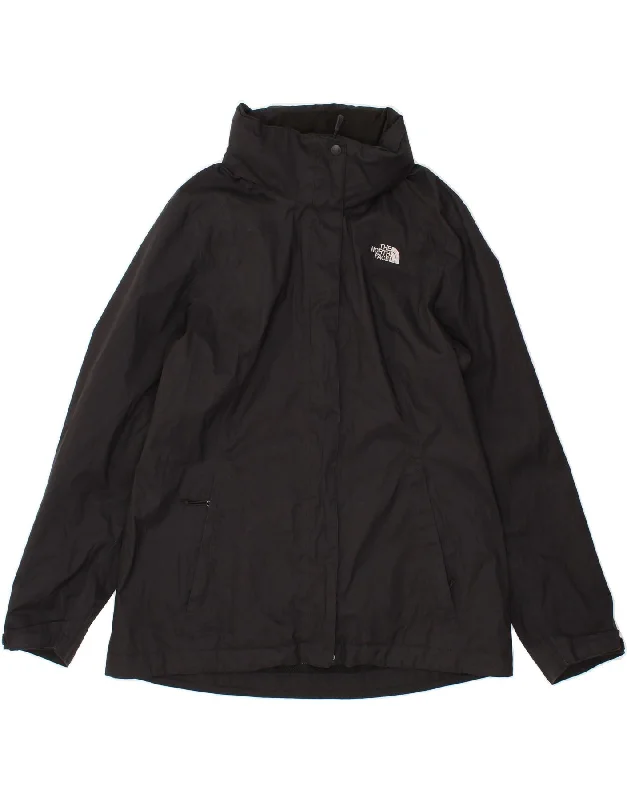 THE NORTH FACE Womens Hooded Rain Jacket UK 18 XL Black Polyester