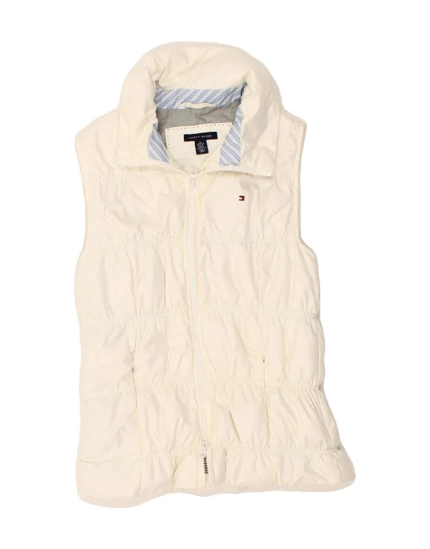 TOMMY HILFIGER Womens Padded Gilet UK 6 XS White Polyester