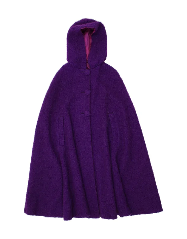 VINTAGE Womens Hooded Cape Coat One Size Purple