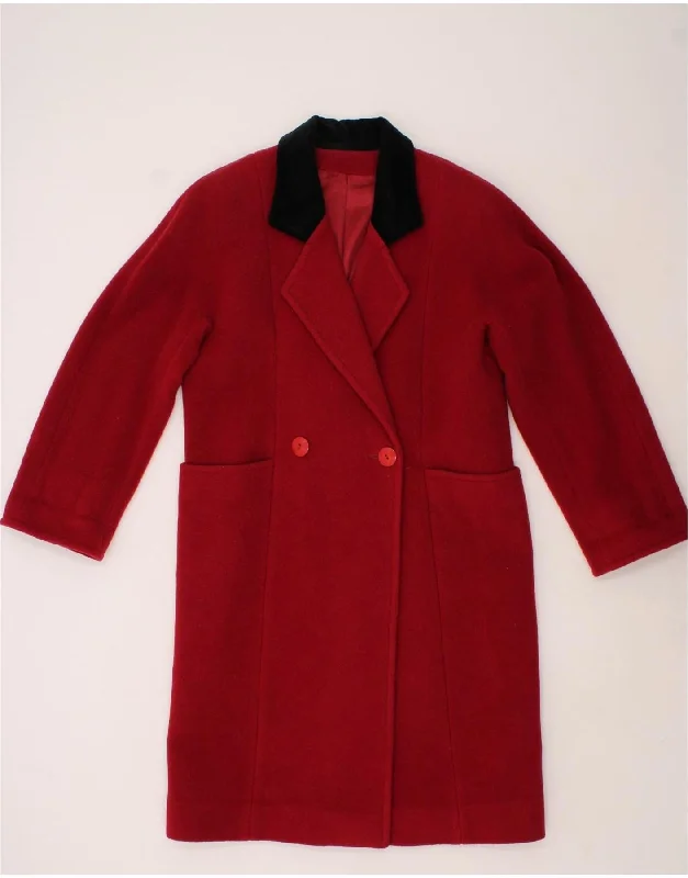 VINTAGE Womens Overcoat IT 42 Medium Red Wool