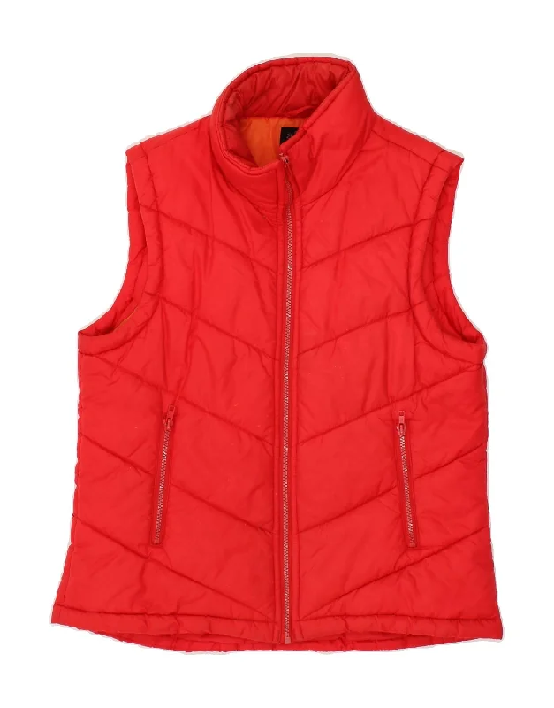 VINTAGE Womens Padded Gilet UK 12 Medium Red Nylon