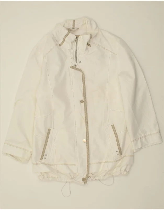 VINTAGE Womens Windbreaker Jacket IT 44 Medium White Polyester