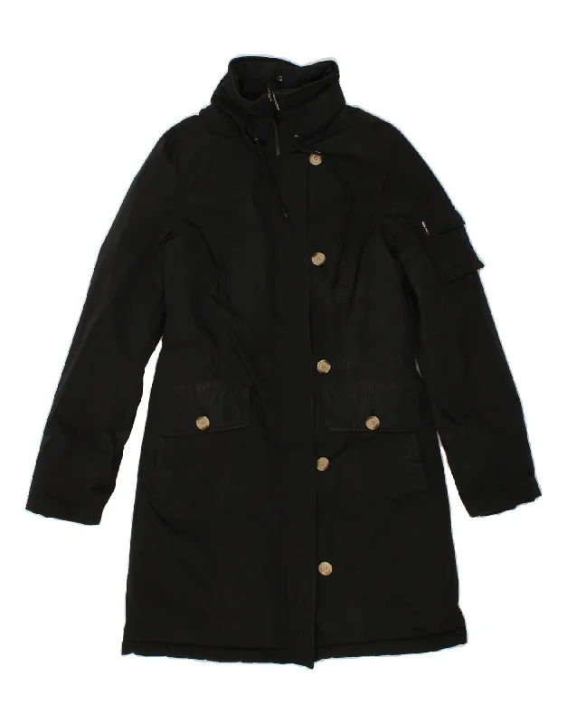 WOOLRICH Womens Overcoat UK 10 Small Black Polyester