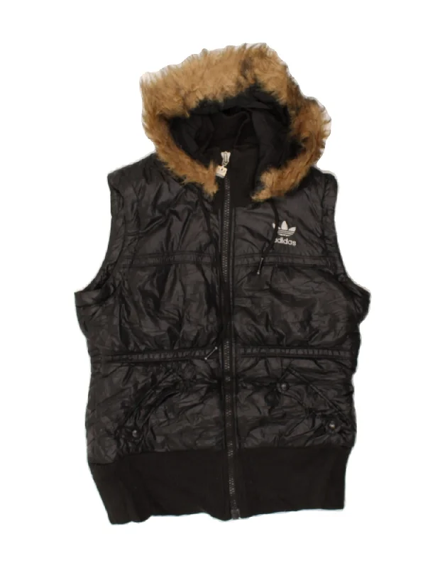 ADIDAS Womens Hooded Padded Gilet UK 10 Small  Black Polyamide