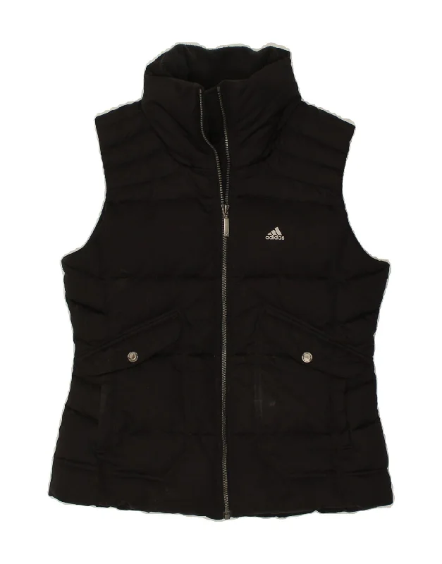 ADIDAS Womens Padded Gilet UK 12 Medium Black Polyester