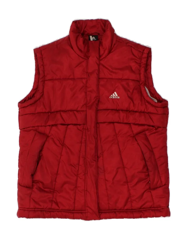 ADIDAS Womens Padded Gilet UK 14 Medium  Red Polyester